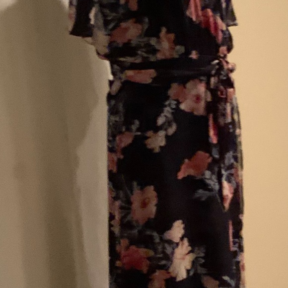 Eliza J Navy Floral High-Low Wrap Dress Size 10 - Picture 6 of 10